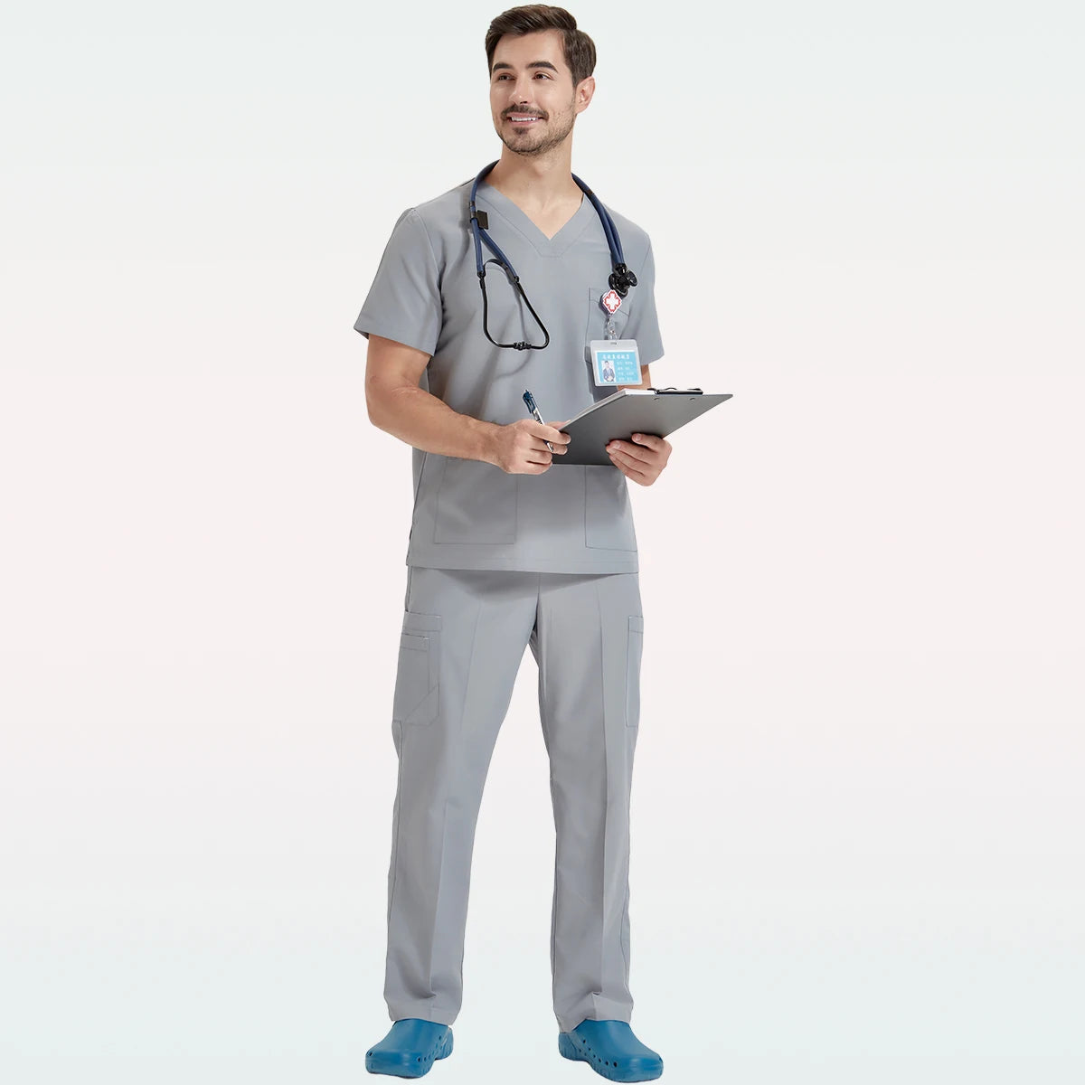 Men's Medical Scrubs Sets Hospital Nursing Uniforms Breathable Sanitary Clinical Aesthetic Nurse Suits Doctor Workwear 8020-02