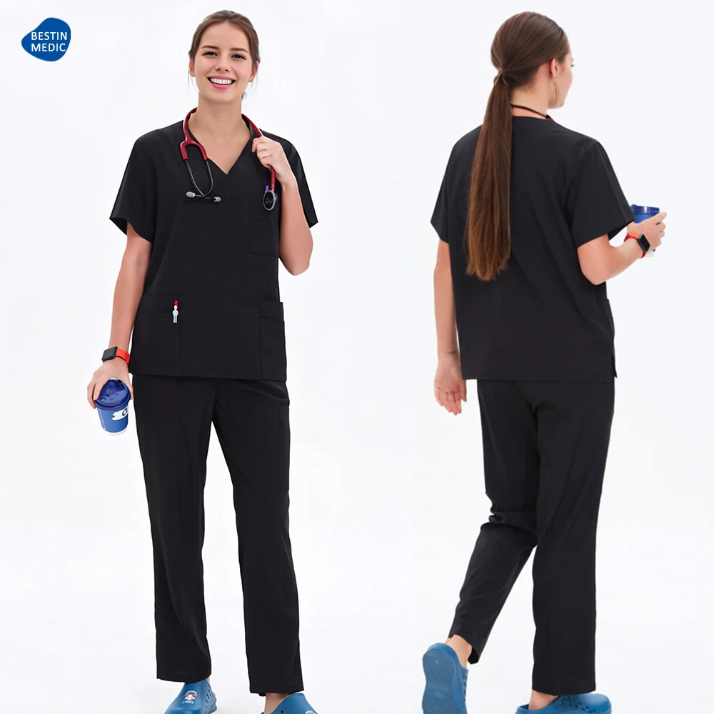 Doctor Nurse Scrub Set Hospital Uniforms Clinic Medical Surgeon Nursing Clothes Dental Pediatric Beauty Salon Work Suit S23