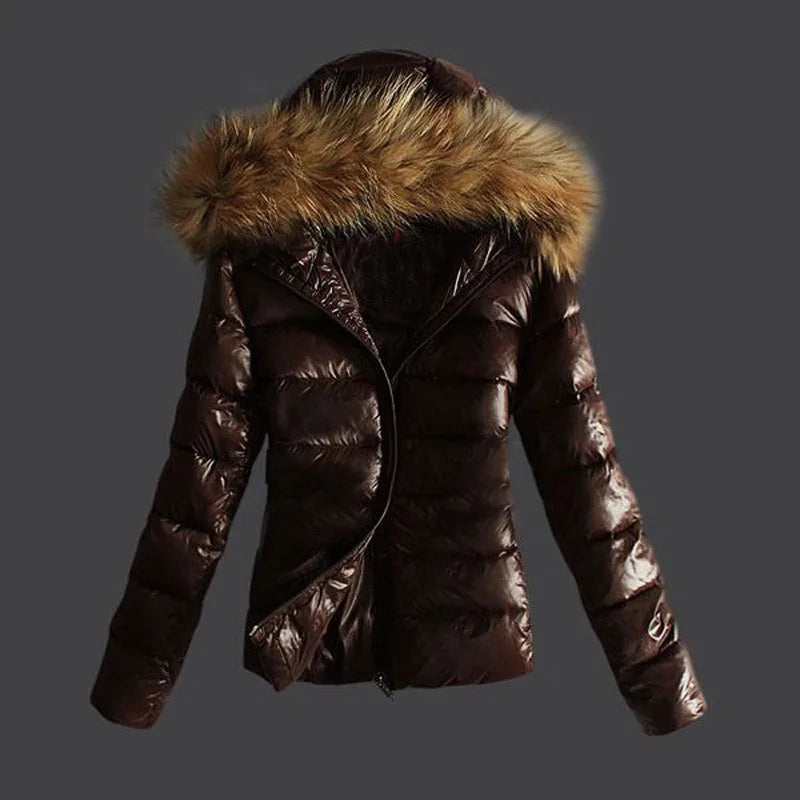 Winter Jackets Women Basic Coats Fashion Faux PU Leather Winter Jackets Women Artificial Fur Collar Coat Female Outerwear