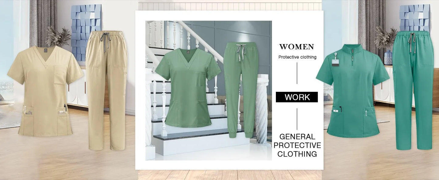 New Hospital Medical Scrub Suits Uniform Women Men Scrubs Set Beauty Work Clothes Nurse Accessories Dental Surgery Suit