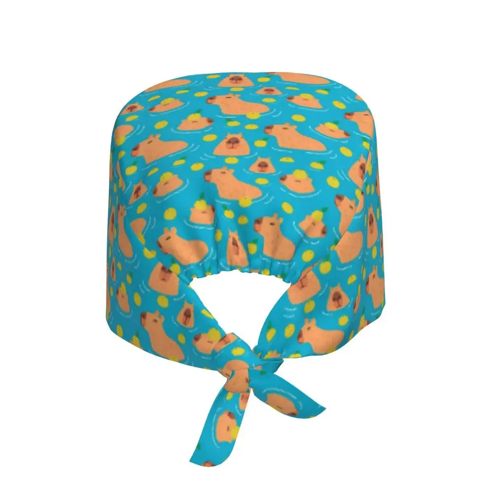 Custom Cartoon Capybara Medical Staff Scrubs Hat Women Men Comic Doctor Nursing Surgical Cap Scrub Caps