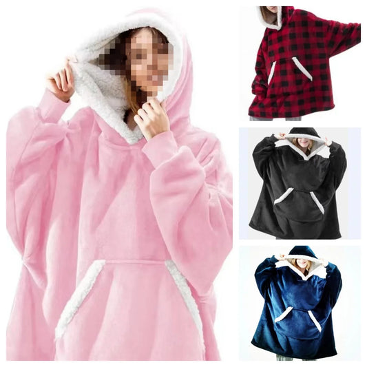 Winter Hoodies Sweatshirt Women  Pullover Fleece Giant Oversized Blanket with Long Flannel Sleeves