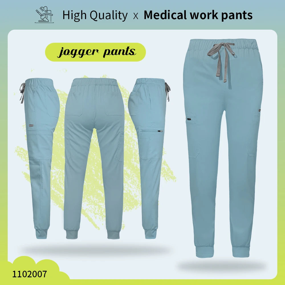 Solid Color Jogger Pants Stretch Medical Pants Dental Clinic Scrub Trousers Comfortable Veterinary Operating Room Scrubs Bottoms