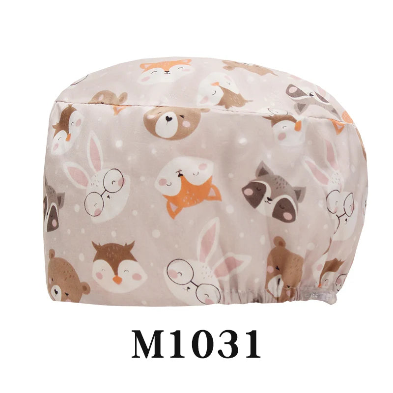Scrub Caps for Long Hair Premium Surgical Cap Cheap Pharmacy Work Hat  Pet Clinic Doctors Dentist Nursing Cap with Buttons K1030