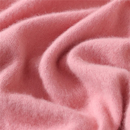 Autumn Winter Sweater Pullover Women's Clothing 100% Mink Cashmere Sweater Pullover O-Neck Basic Long Sleeve Warm Fleece Knitted