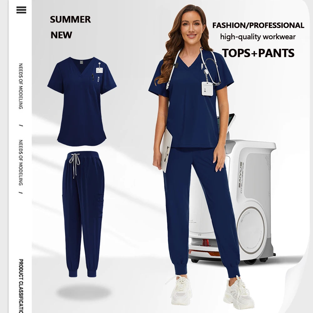 Work Clothes Woman Men Soft Summer Medical Uniform Doctor Surgery Workwear