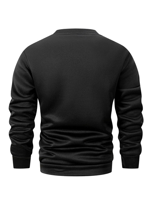 Autumn Winter Men's Fleece Lined Warm Crew Neck Pullover Sweaters Men Fashion Long Sleeve Sweatshirt Streetwear Men's Clothing