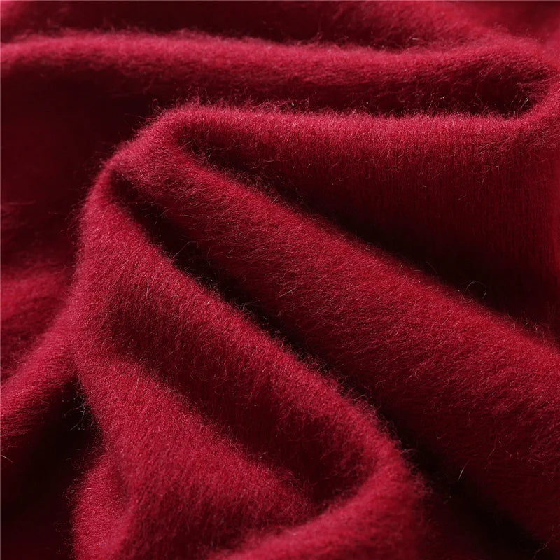 Autumn Winter Sweater Pullover Women's Clothing 100% Mink Cashmere Sweater Pullover O-Neck Basic Long Sleeve Warm Fleece Knitted