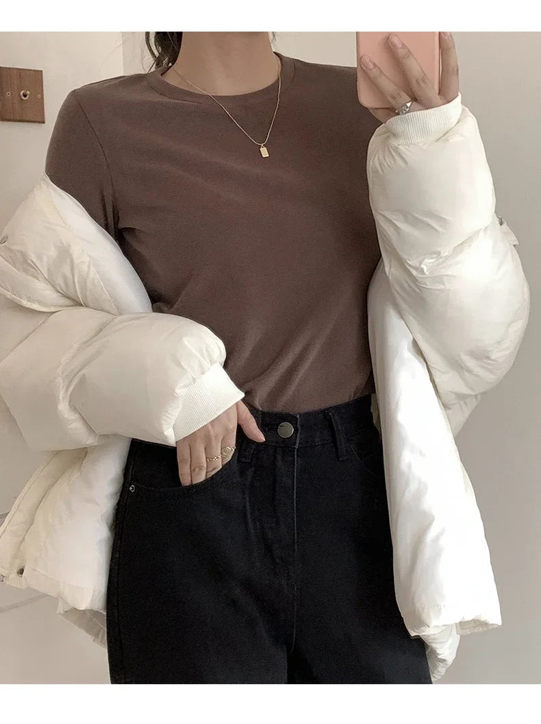 Winter Women Sweater T Shirt Women  Oversize T-Shirt Woman Clothes Female Tee Tops Pullover Long Sleeve Tube Knitted Tshirt Top