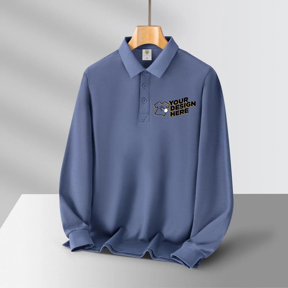 S-7XL Fashion Sportswear High Quality New-Design Men's Polos Shirts Long Sleeve 100% Cotton Casual Polos Customized Your LOGO