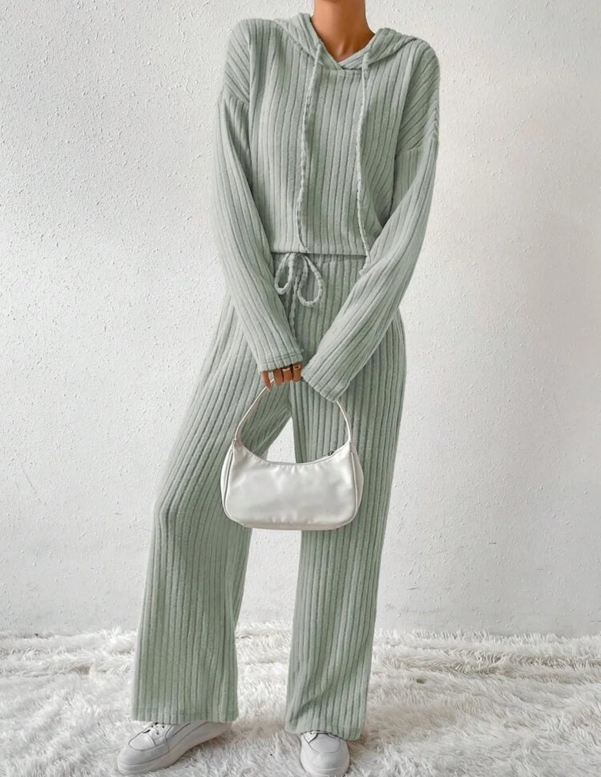 Fashion Long Sleeve Knitted Pant Sets Women Autumn Winter Home Casual Comfortable 2 Piece Sets Women Outfit  Two Piece Set