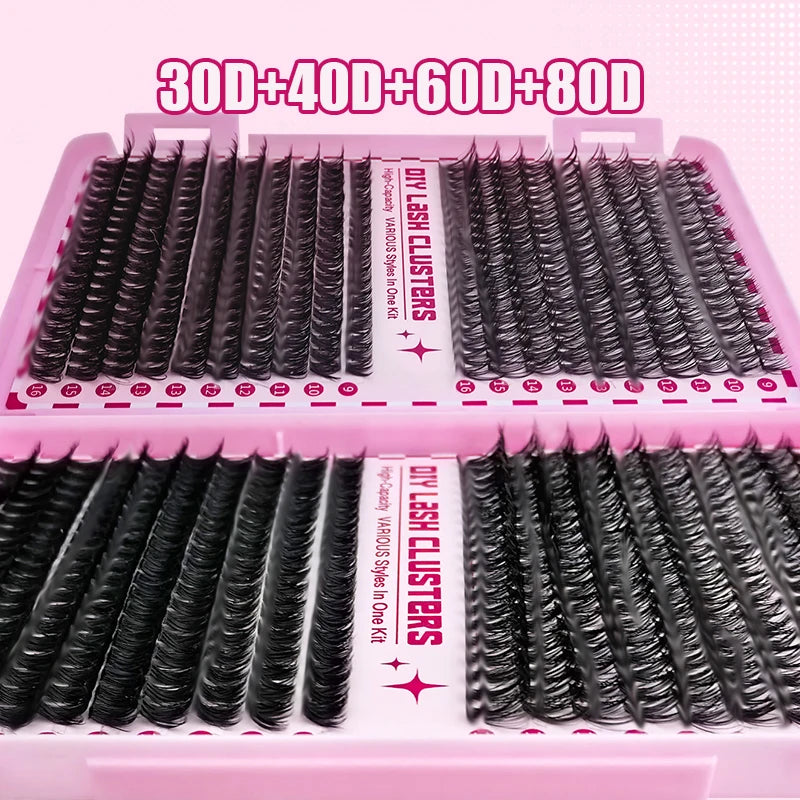 30D+40D+60D+80D False Eyelashes Set 9-16mm MIxed Individual False Eyelashes with Lash Applicators