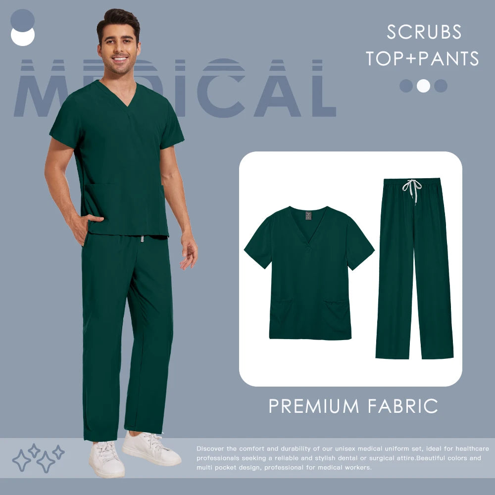 Scrubs Uniforms Men Women Beauty Straight Pants Set Wholesale Medical Surgical Clothes Nurse Accessories Dental Clinic Workwear