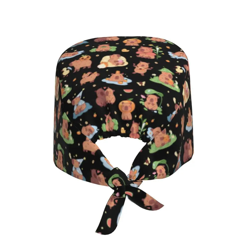 Custom Cartoon Capybara Medical Staff Scrubs Hat Women Men Comic Doctor Nursing Surgical Cap Scrub Caps