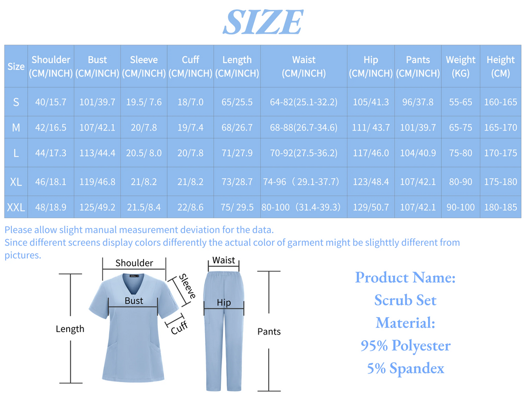High Quality Hospital Scrubs Uniform Set Nurse Polyester Spandex Stretch Women Scrub Sets Uniforms Nursing Men Medical Scrubs