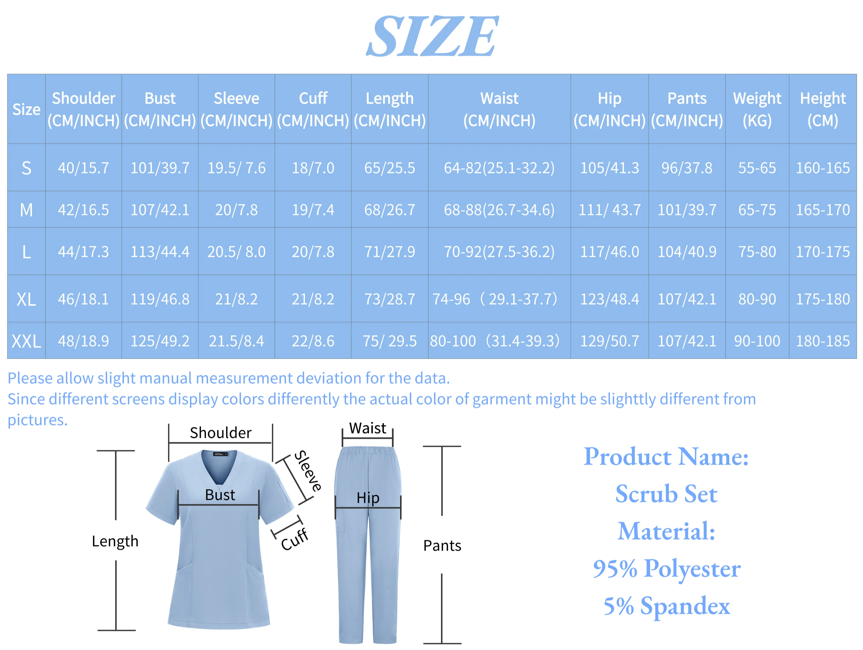 High Quality Hospital Scrubs Uniform Set Nurse Polyester Spandex Stretch Women Scrub Sets Uniforms Nursing Men Medical Scrubs