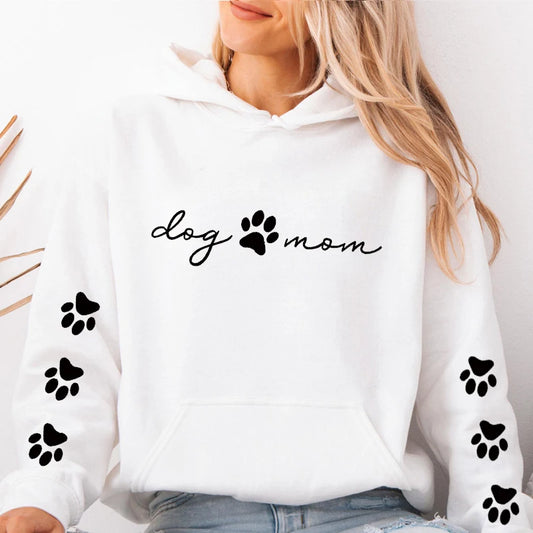 Autumn Winter Hooded Hoodies Women Casual Streetwear Dog and Mom Printed Sweatshirts Long Sleeve