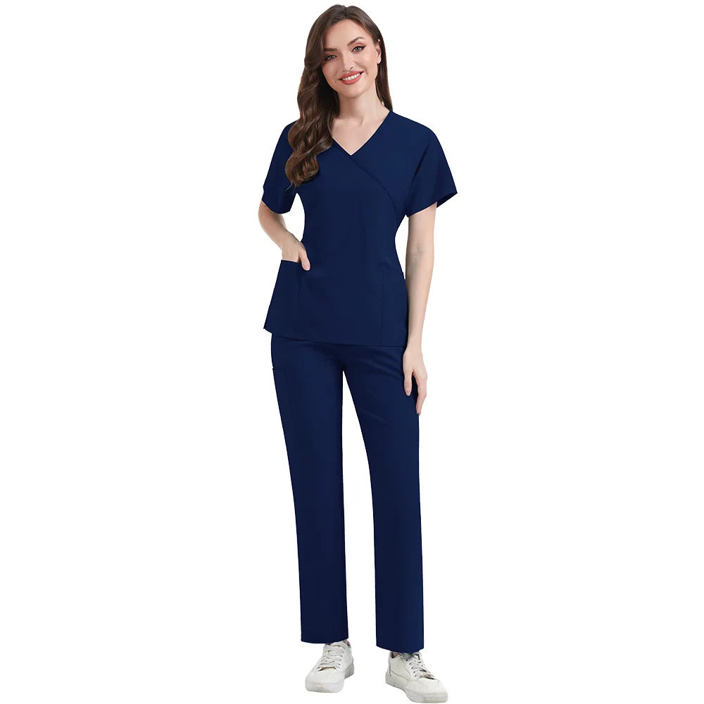 Slim Fit Women Scrubs Sets Hospital Medical Uniforms Nurses Accessories Dental Clinic Beauty Salon Spa Pet Lab Workwear Clothes