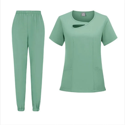 New Medical Doctor Nurse Surgical Uniforms Woman Scrub Set Beauty Salon Work Wear Clinical Scrubs Top-Pants Spa Nursing Tunic