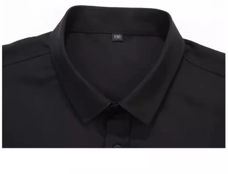 Spring and Autumn Large Size 15XL Men's Long-sleeved Shirt High Elastic Solid Color Shirt 12XL 11XL 10XL 9XL 8XL 7XL 200kg