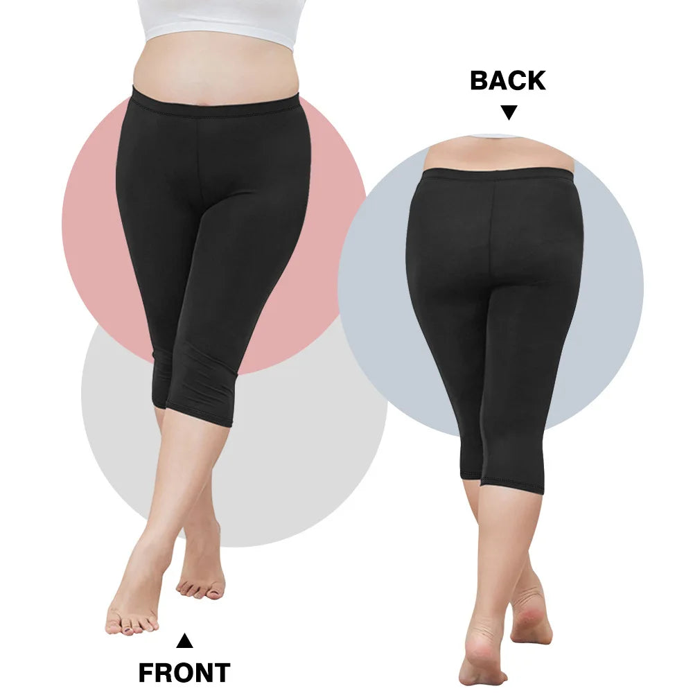 Women Plus Size Fit Short Fitness Seven Points Pants High Waist Fashion Solid 200lbs Sports Shorts Gym Outdoor Casual Yoga Pants