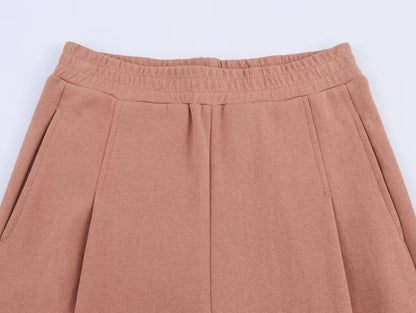 2025 New Women's Clothing European and American Style Fashion Washed Double-Sided Fabric Casual Pleated Pants