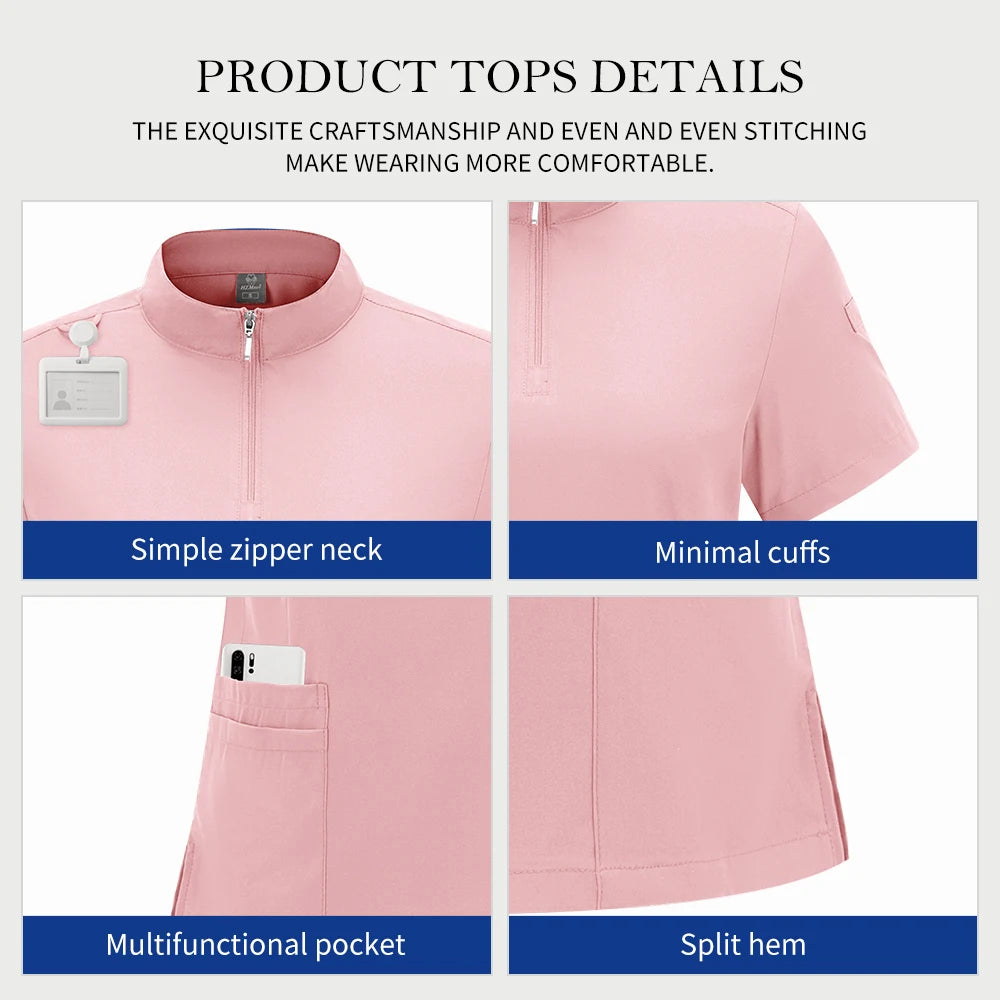 Medical Doctor Nurse Surgical Uniforms Woman Scrub Set Beauty Salon Work Wear Clinical Scrubs Top-Pants Spa Nursing Tunic Suit