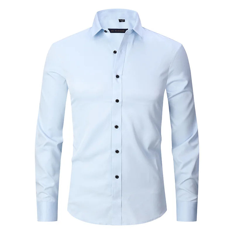 6XL 7XL 8XL Spring and Autumn Shirt Men's Long Sleeve Large Luxury Business Casual Slim Solid Color Wrinkle Free Press