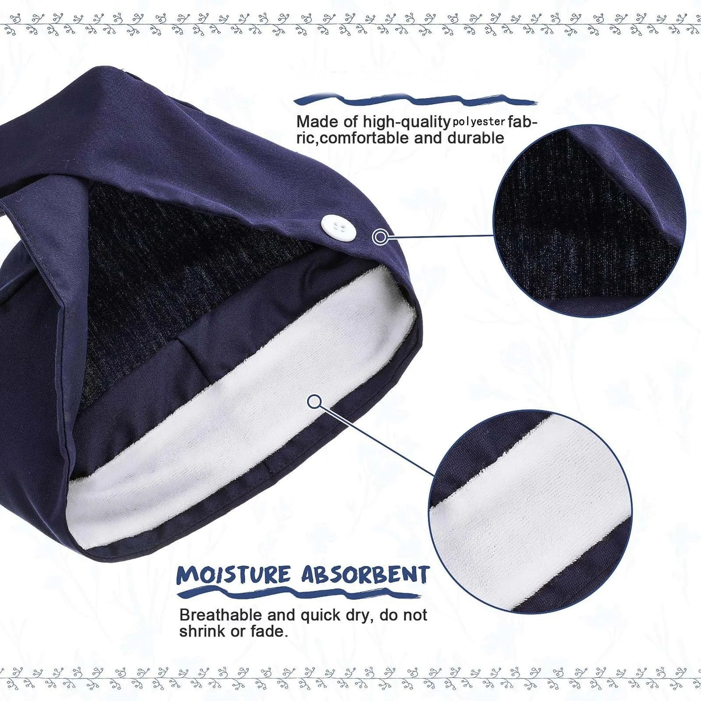 Nurse Solid Color Hat Surgical Cap Operating Room Hat Female Doctor Hats Stomatology Button Cap Dustproof ICU Nurse Hat