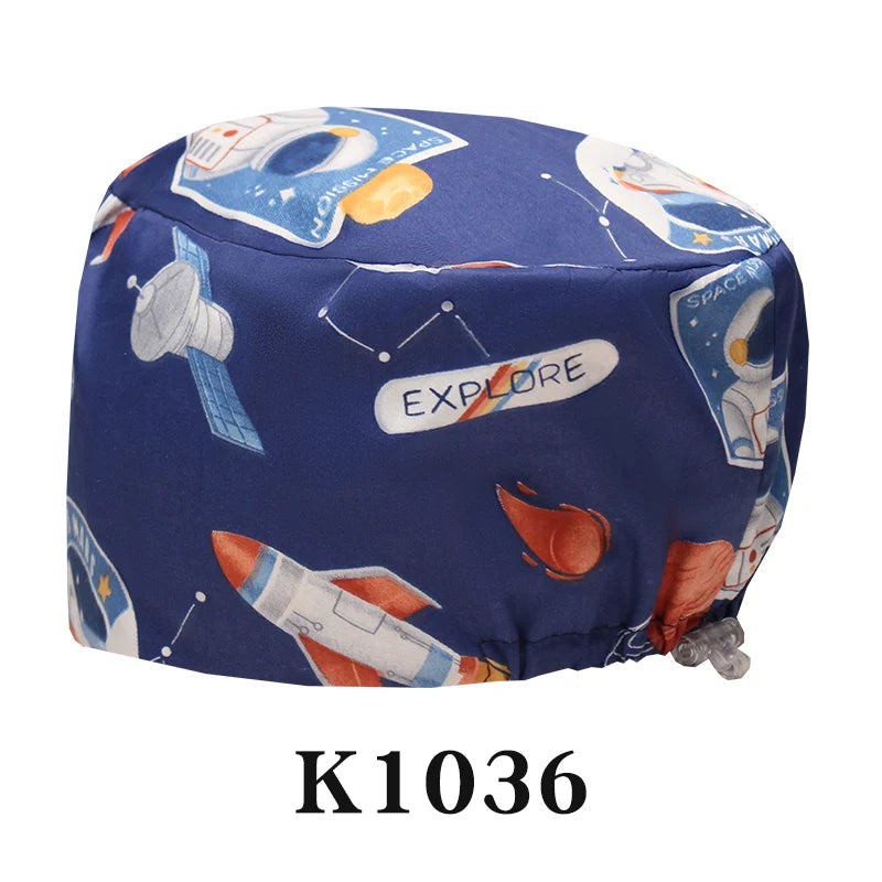 Scrub Caps for Long Hair Premium Surgical Cap Cheap Pharmacy Work Hat  Pet Clinic Doctors Dentist Nursing Cap with Buttons K1030