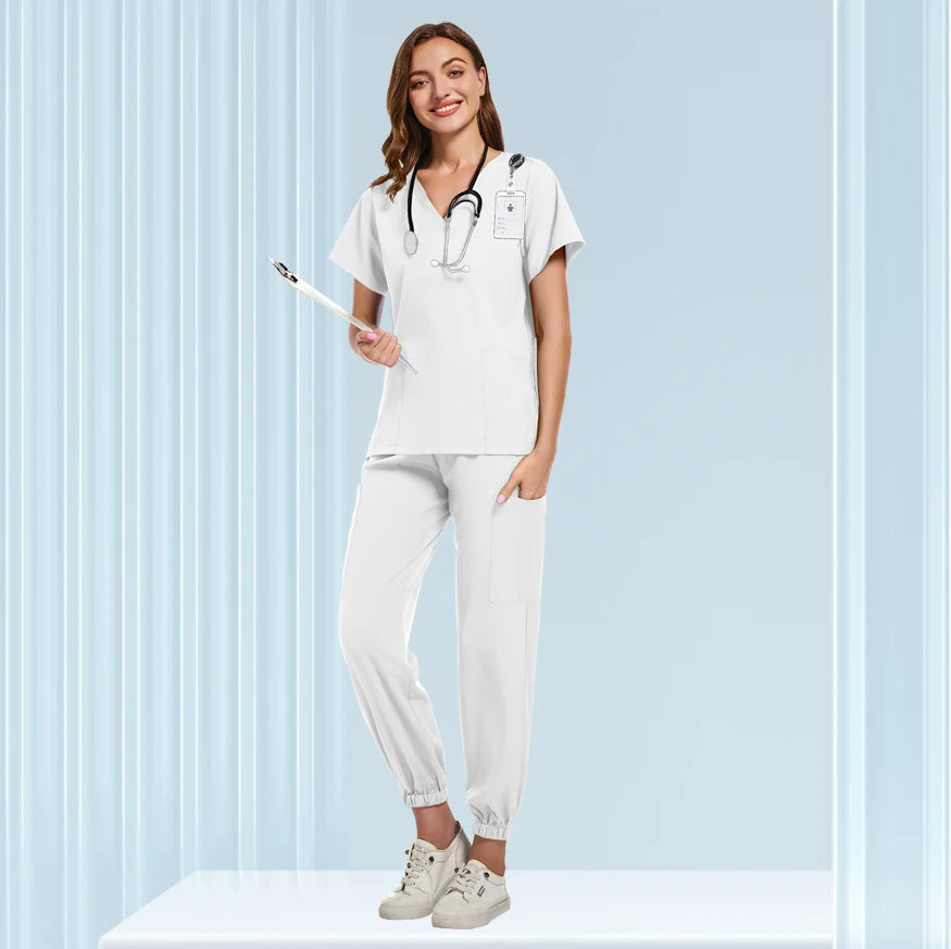 Unisex Doctor Medical Uniforms Men Women Nursing Clothes Beauty Costume Nursing Scrubs Sets Dentist Workwear Clinical Tops Pants