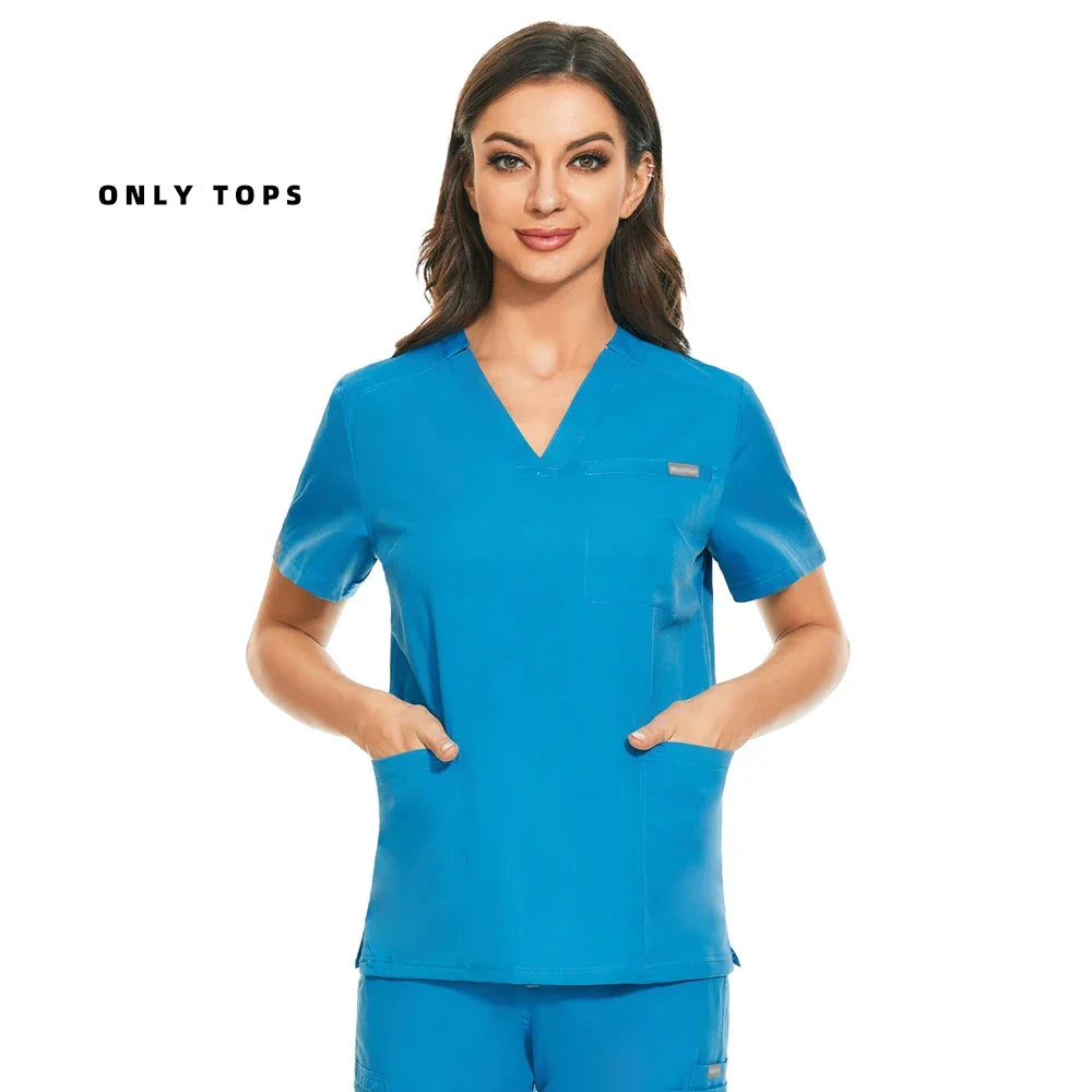 Medical Uniform Lab Clothes Women Mens Scrubs Tops Nurse Nursing Uniform Vet Costume Spa Workwear Hospital Surgery Work Shirts