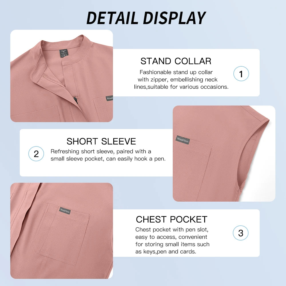 Medical Uniform Nursing Surgical Gown High Quality Elastic Bodysuit Healthcare Pharmacy Solid Color Jumpsuits Wholesale Workwear