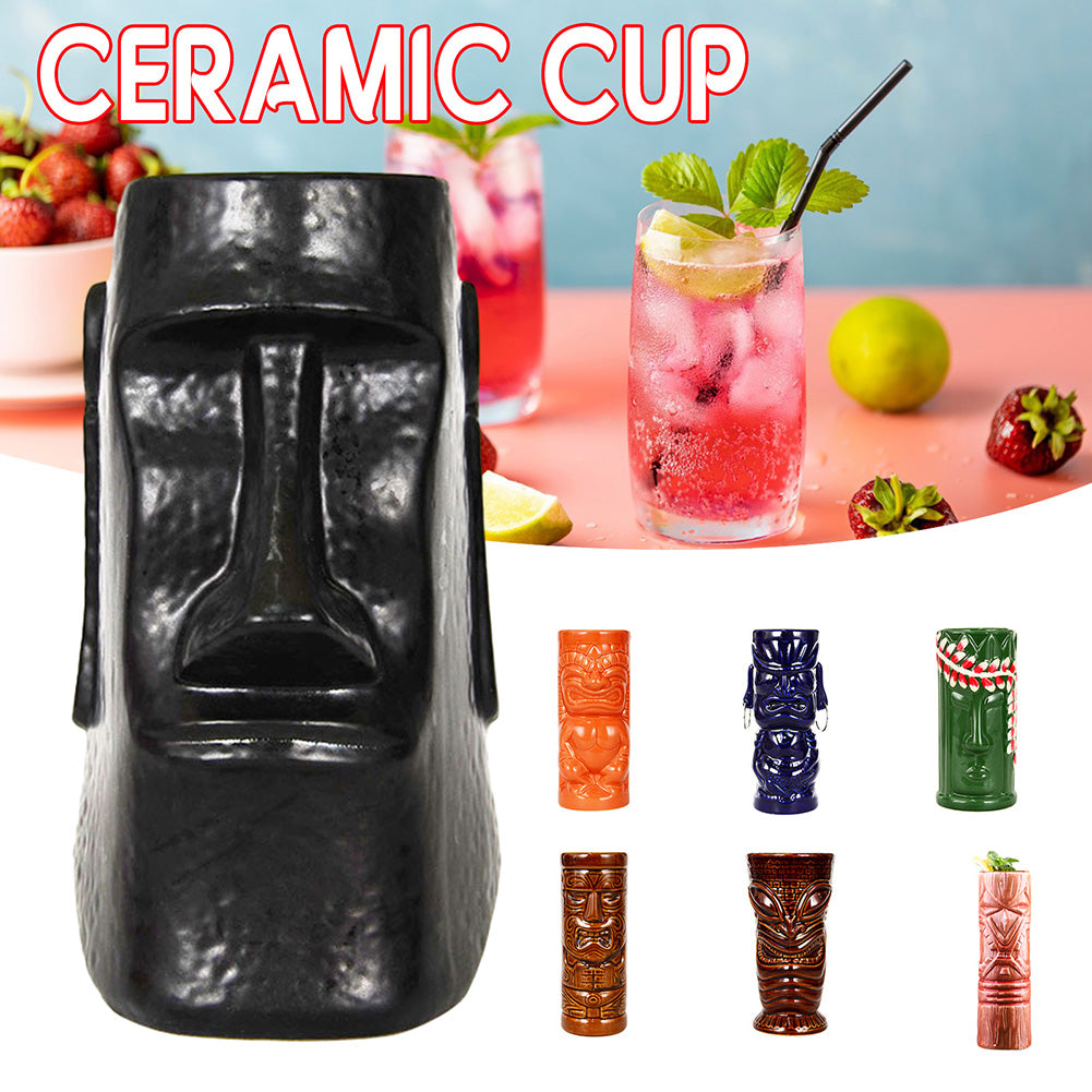 Hawaiian Cocktail Cups Creative Style Ceramic Mug Beer Beverage Tiki Mug Wine Mug Bar Tools Home Bar Party Drinkware Cups