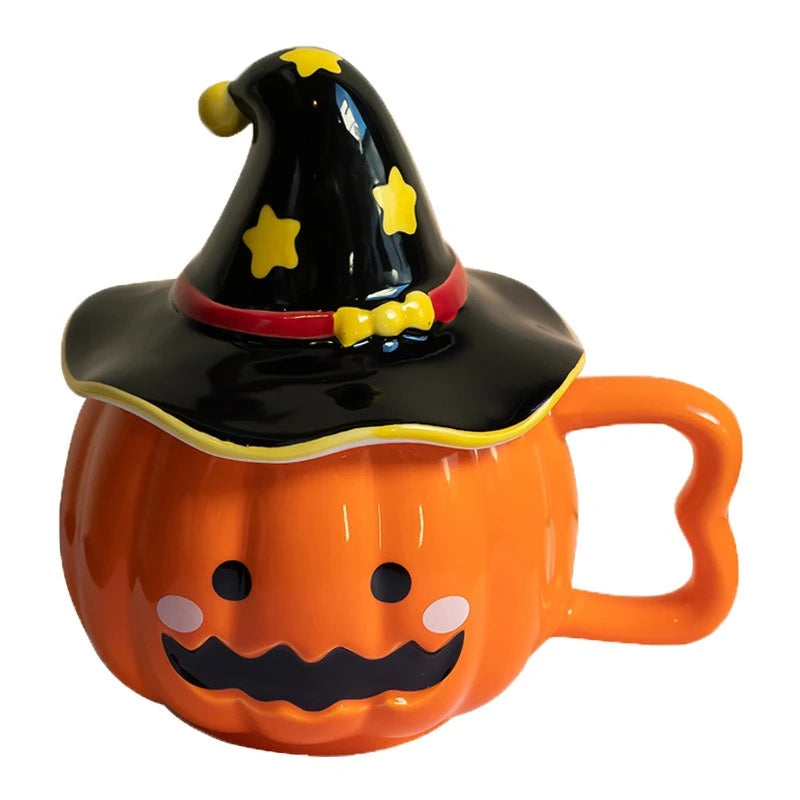 Creative Funny Pumpkin Water Cup High-looking Cute Cup Gift with Cover Christmas Mug Birthday Gift