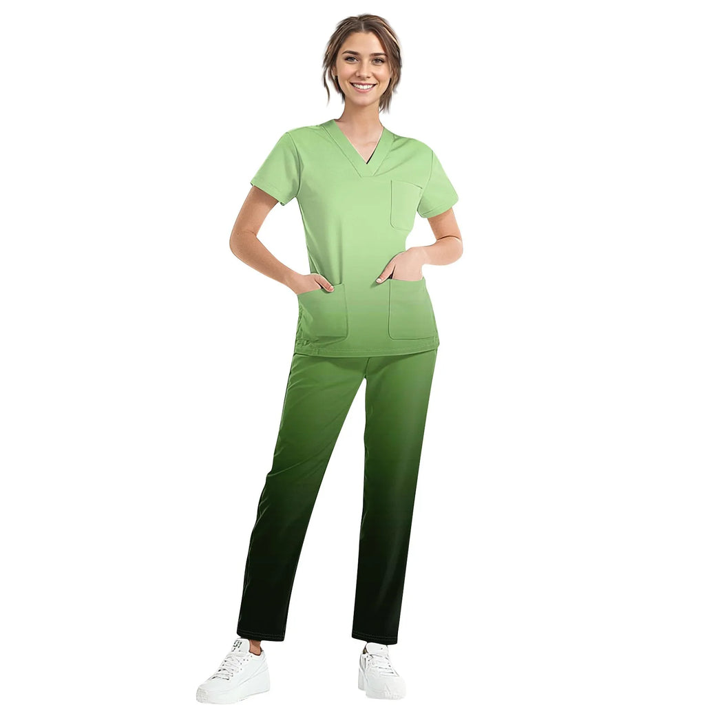 Women Medical Uniforms Slim Fit Scrubs Sets Tops Straight Pant Nurses Accessories Dental Clinic Beauty Salon Workwear Clothes