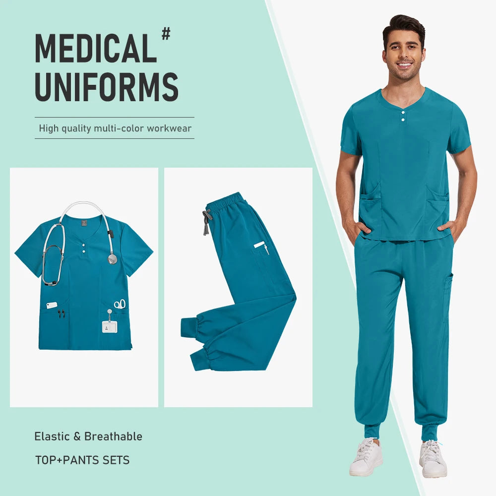 Scrubs Nursing Accessories Medical Surgical Gowns Doctor Nurse Special Scrub Men Solid Color Work Wear Spa Unifroms Women Unisex