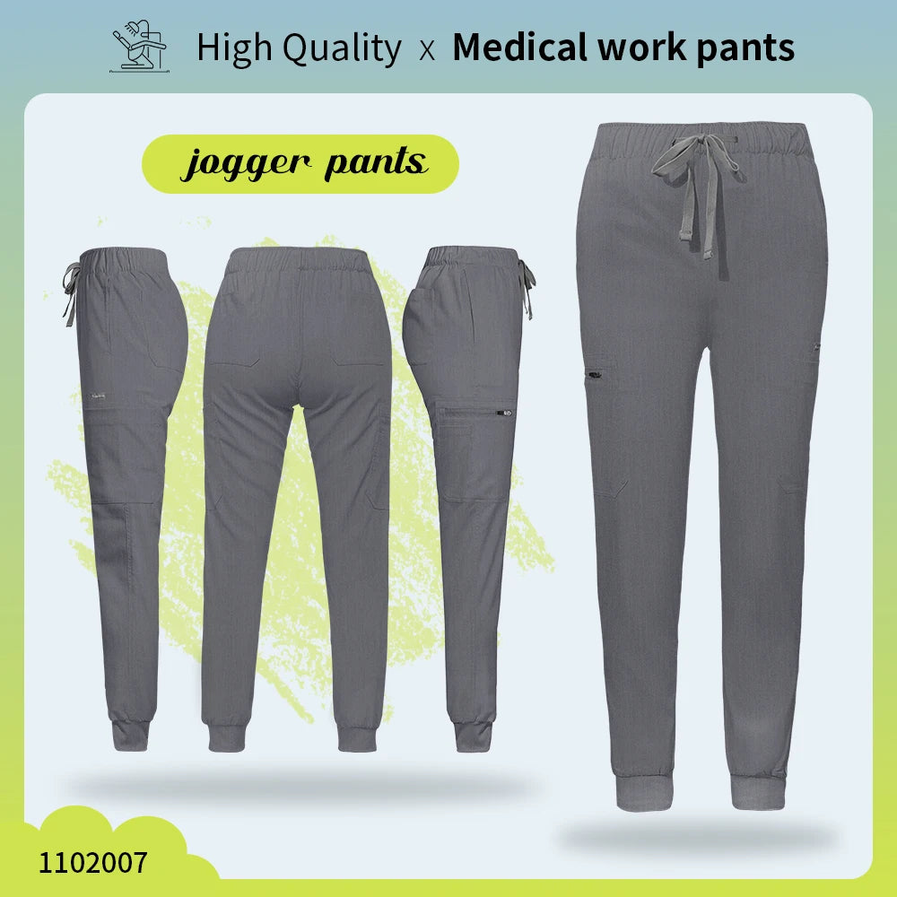 Solid Color Jogger Pants Stretch Medical Pants Dental Clinic Scrub Trousers Comfortable Veterinary Operating Room Scrubs Bottoms