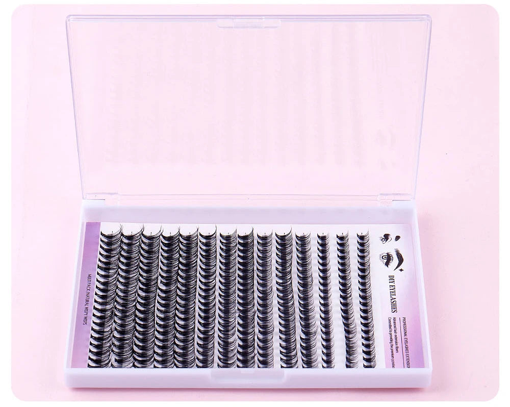 DIY Eyelash Extension Kit, 280 PCS Clusters Slender Stems, Super Fixed Mascara Brush Bond and Seal Eyelash Glue and Eyel