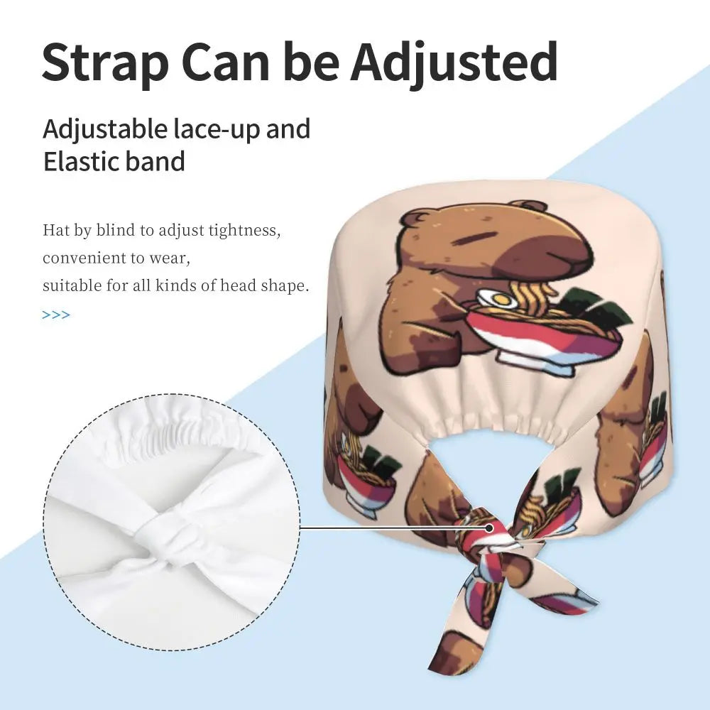 Custom Cartoon Capybara Medical Staff Scrubs Hat Women Men Comic Doctor Nursing Surgical Cap Scrub Caps