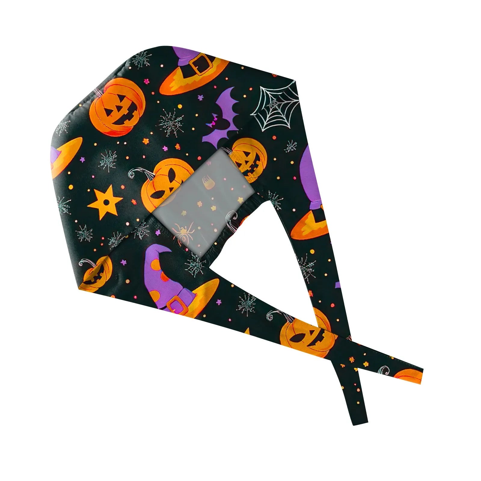 Halloween Print Work Cap Fashionable Casual Women's Printed Elastic Scrub Hat Unisex Work Caps Nurse Accessories Nurse Cap