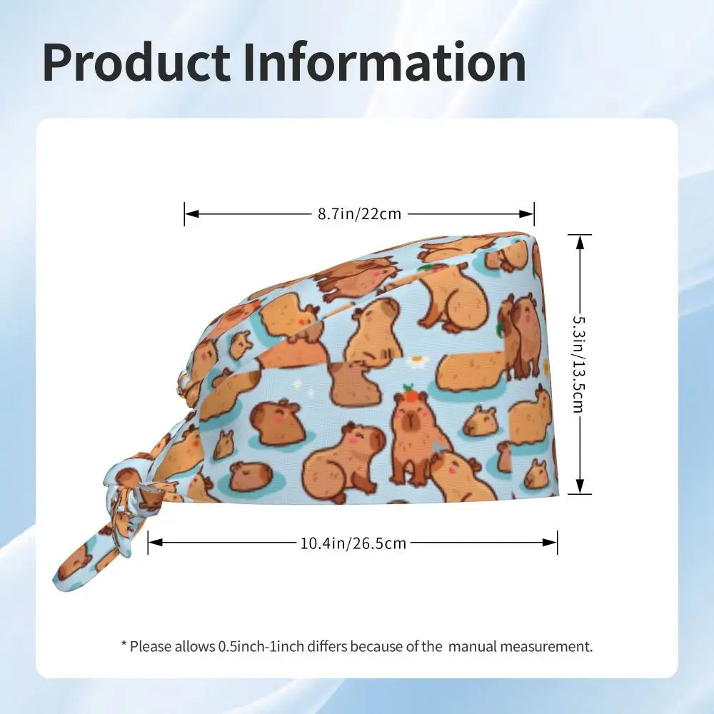 Custom Cartoon Capybara Medical Staff Scrubs Hat Women Men Comic Doctor Nursing Surgical Cap Scrub Caps