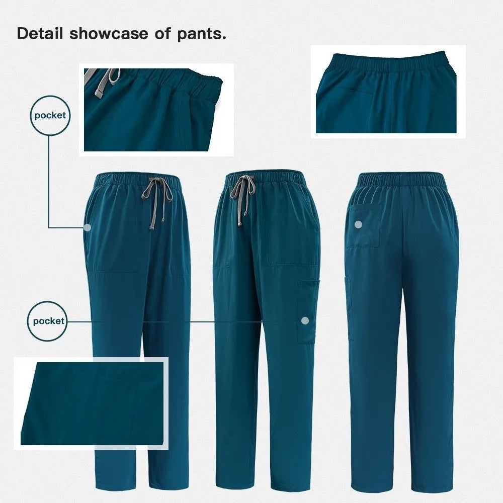 Soft Pink Clinical Uniform Healthcare Scrub Top & Pants Hospital Doctor Nurse Uniform Work Clothes with Pockets Scrubs Sets