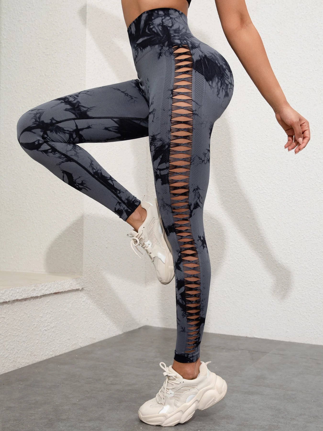 Butt Lifting Sexy Gym Leggings Women High Waist Seamless Tie Dye  Leggings Women Skinny Stretch Outdoors Hollow Out Pants