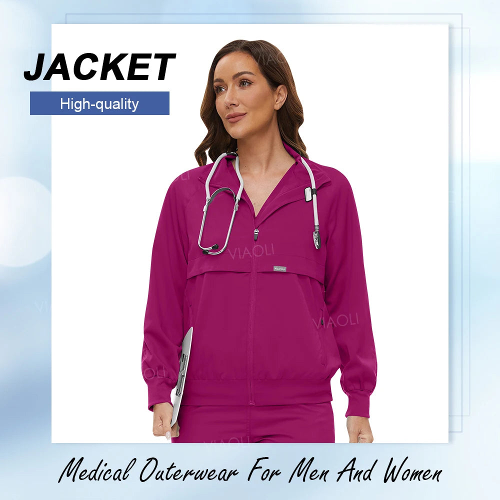 Medical Nursing Hospital Uniform Jacket Scrubs Uniforms Men Top Scrub Women Doctor Nurse Work Clothes Veterinary Pet Clinic Coat
