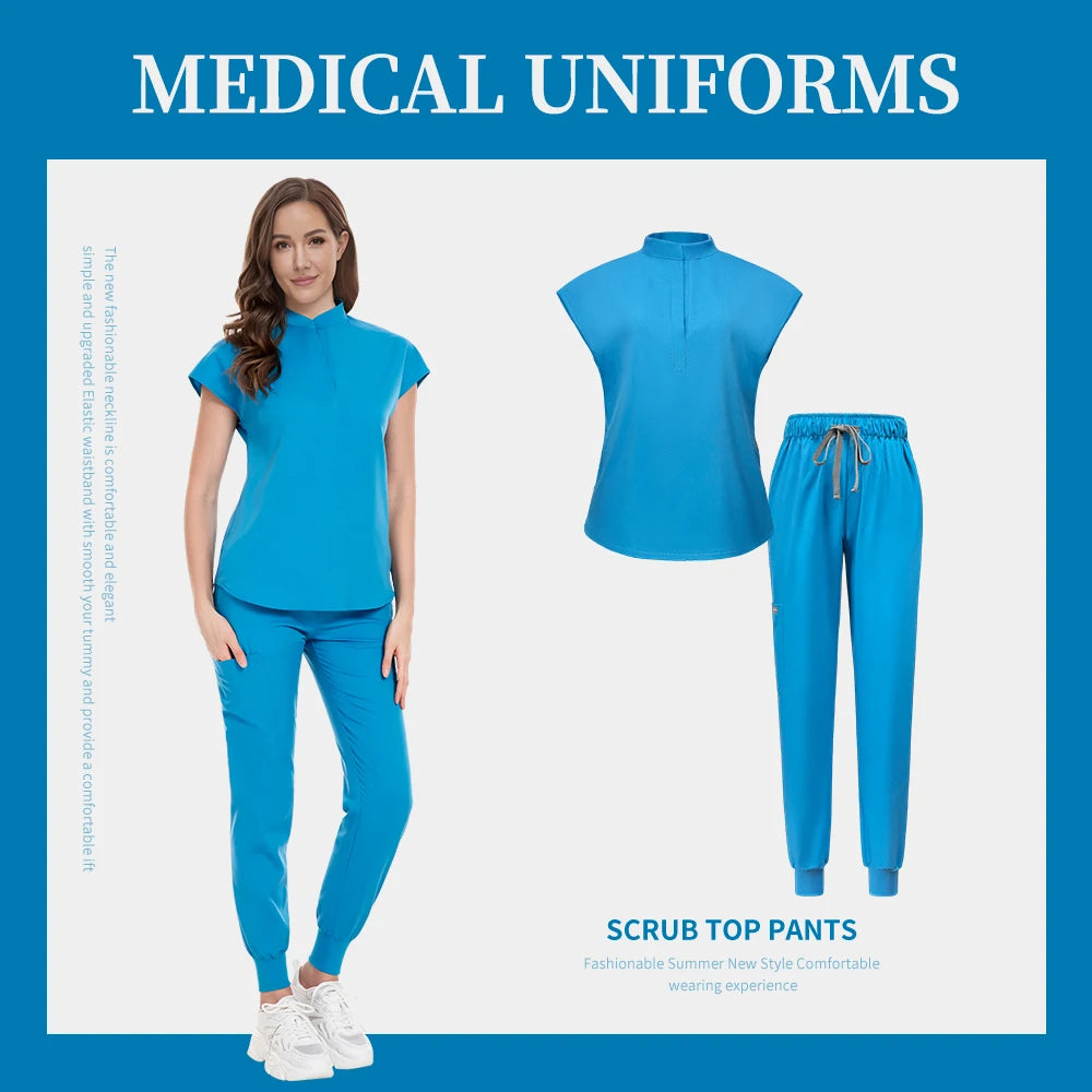 Fashion Scrub Uniforms Sets Beauty Salon Uniform Pet Dental Clinic Doctor Nurse Suits Nursing Scrubs Top Hospital Uniforms Women