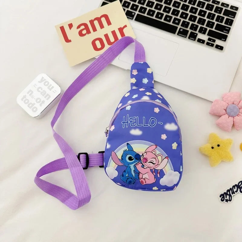 Stitch & Angel Sling Chest Bag, Cartoon Anime Crossbody Bag, Fashionable Casual Shoulder Bag with Coin Purse for Daily Travel