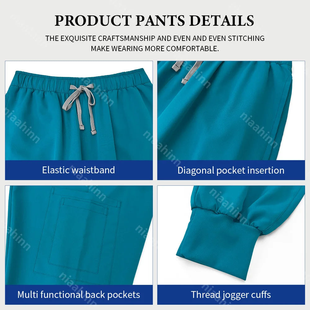 Scrubs Tops Jogger Pants Set Men Nurse Uniform Wholesale Lab Dustproog Workwear Doctor Uniform Suit for Men Medical Clothing Set
