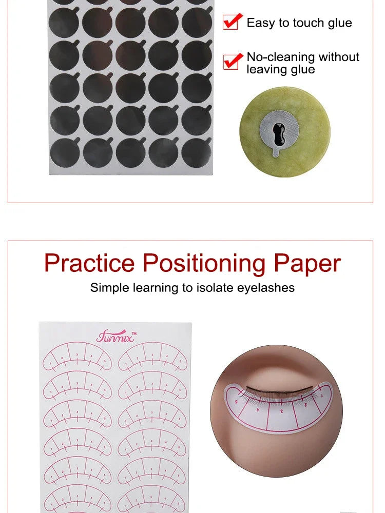 False Eyelash Extension Kit Set for Beginner Lash Brush Tweezers Glue Ring Eye Pad Eyelash Extension Supplies Lash Accessories