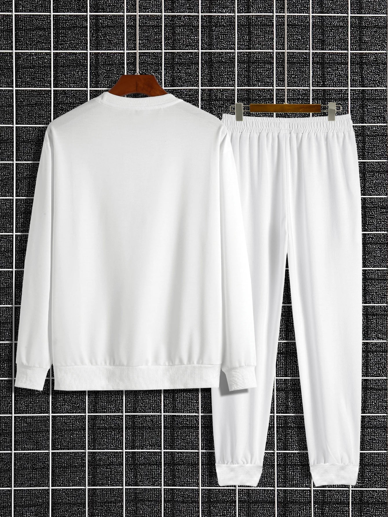 Men's Autumn and Winter Set With Future Print Casual Long Sleeve Pants Two-pieces Suit Comfortable Sportswear Suit Crew Neck